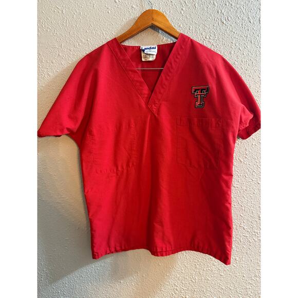 Texas Tech Scrub Top Size Med-Large Measurements Shown - Picture 1 of 6
